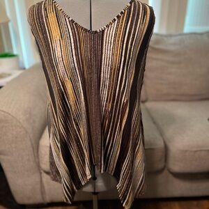 SJS Women's Striped Top - Brown, Gold, White